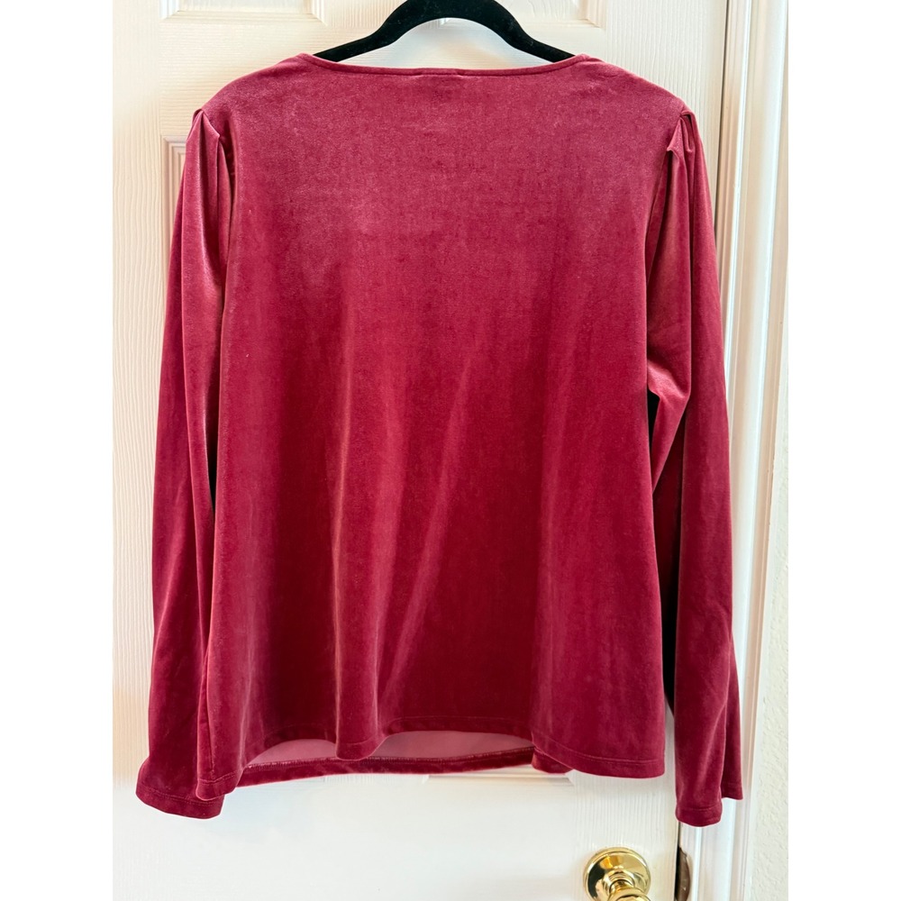 Ann Taylor XL Berry Velvet Cowl Neck Top 90s Y2K Cocktail Going Out - Picture 3 of 6